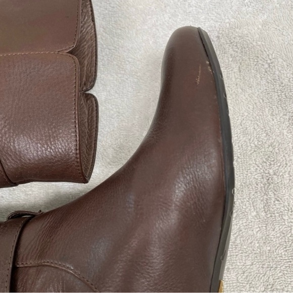 Le Saunda Women's Brown Leather Studded Flat Pull On Bootie Size 5 Classic Boho - Picture 7 of 16